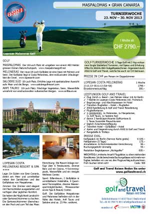 Gran Canaria Turnierwochen Golf and Travel