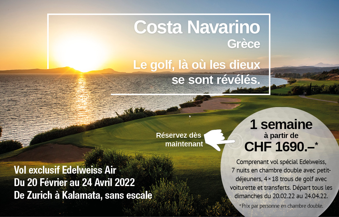 Costa Navarino vol exclusif avec Edelweiss à Kalamata