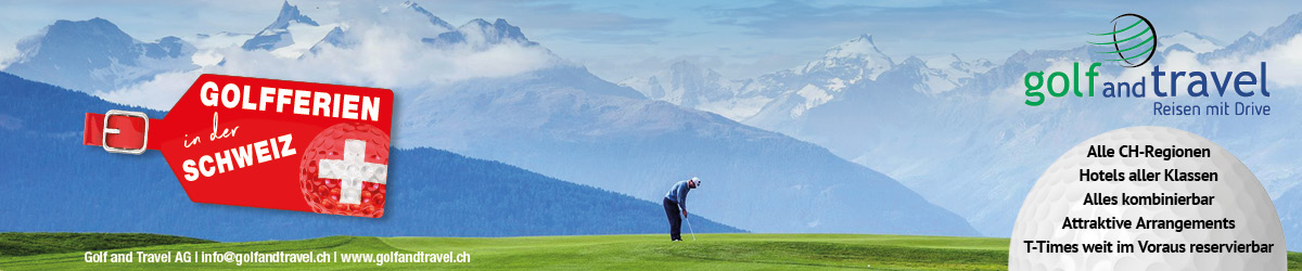 Golfferien in der Schweiz Banner mit Crans Montana