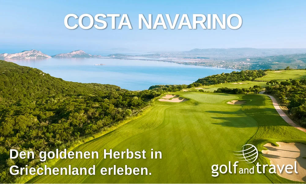 Costa Navarino The Olympic Golf Course mit Sicht auf die Navarino Bay